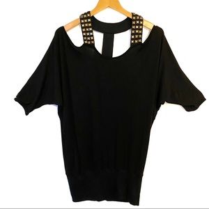 NWT Black Jones Studded Cold Shoulder Dress